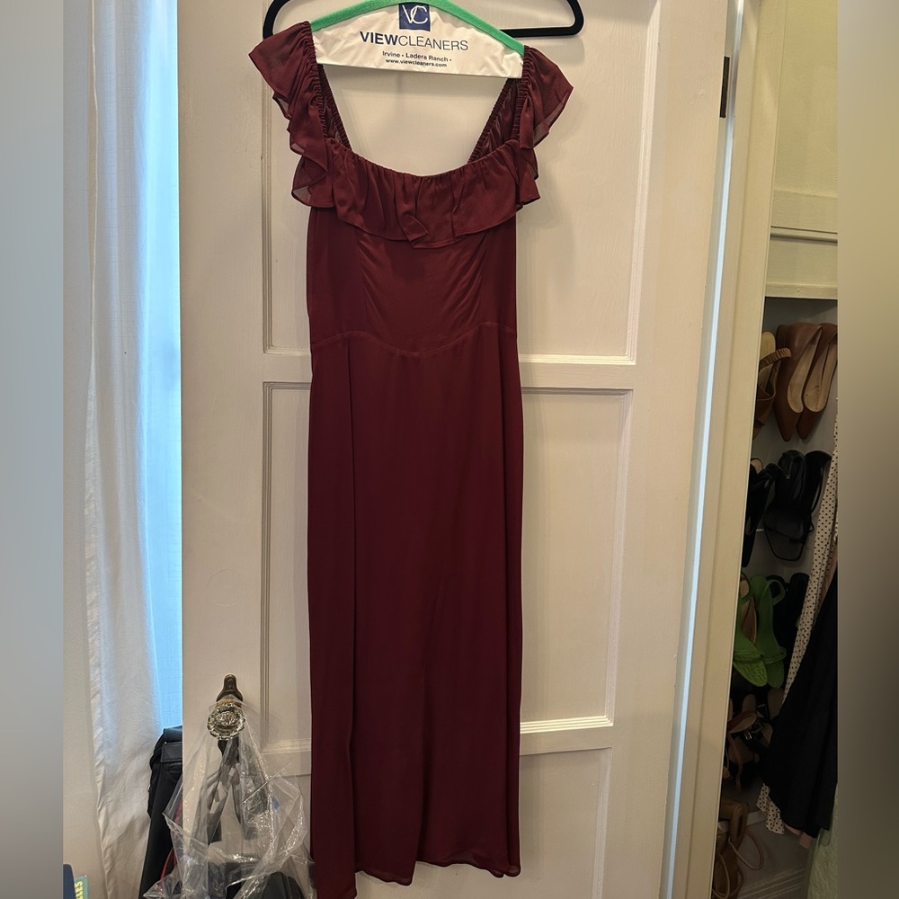 Reformation Colette Dress - burgundy, maroon
